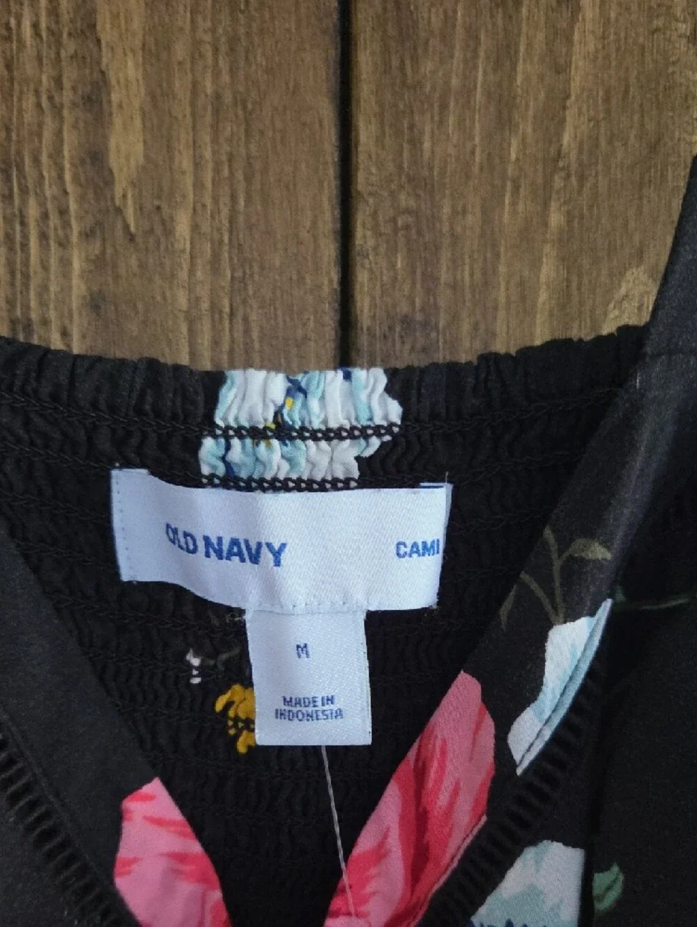 Old Navy Black Floral Cami Slip Dress with Pink & Blue Blooms